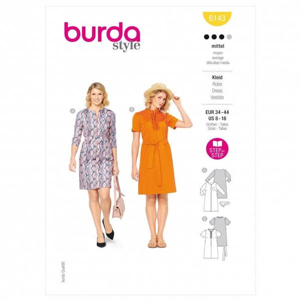 Burda Sewing Pattern 6143 Dresses For Women, 34 to 44 - Intermediate