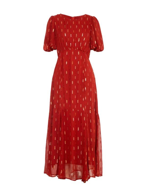 Rose & Nancy Hazel Sparkle Tan Brown Maxi Dress