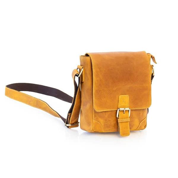 PRIMEHIDE Buckle Leather Messenger Bag For Men