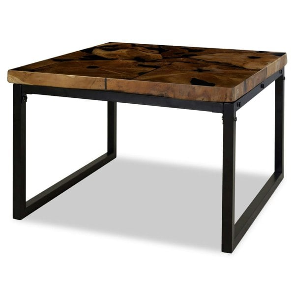 Berkfield Coffee Table Teak Resin 60x60x40 cm Black and Brown