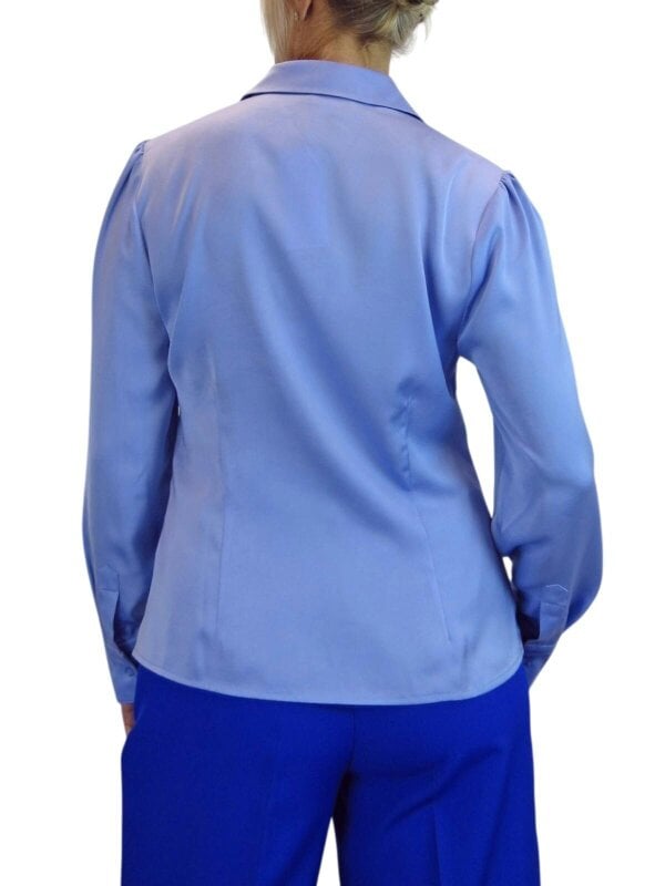 Paulo Due Women's Long Sleeve Tie Front Satin Blouse Shirt