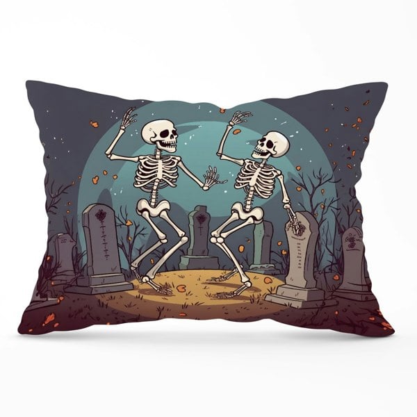 Warren Reed Dancing Skeletons In A Graveyard Cushions