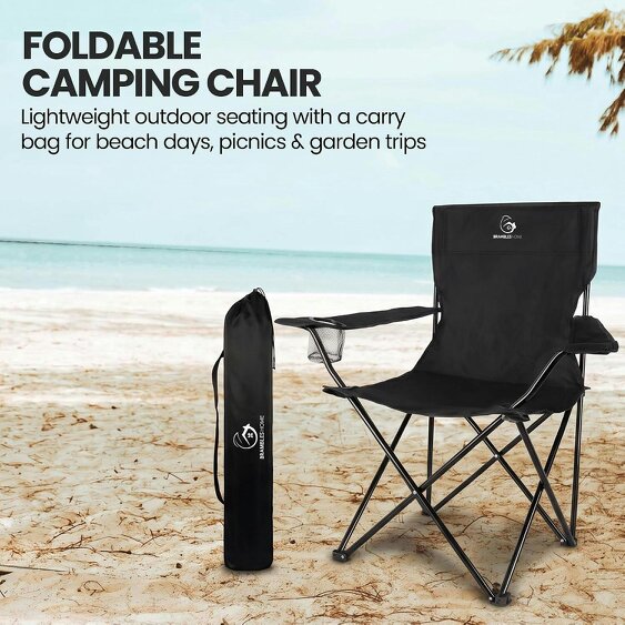 Brambles Home Foldable Camping Chairs Set of 2 Portable Outdoor Garden Fishing Festival Chairs