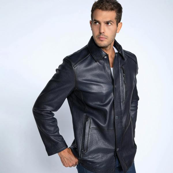 The Commander Leather Field Jacket - Premium Men's Patterned Shirt by Claudio Lugli | Bold Design, Tailored Fit, Best Printed Shirts