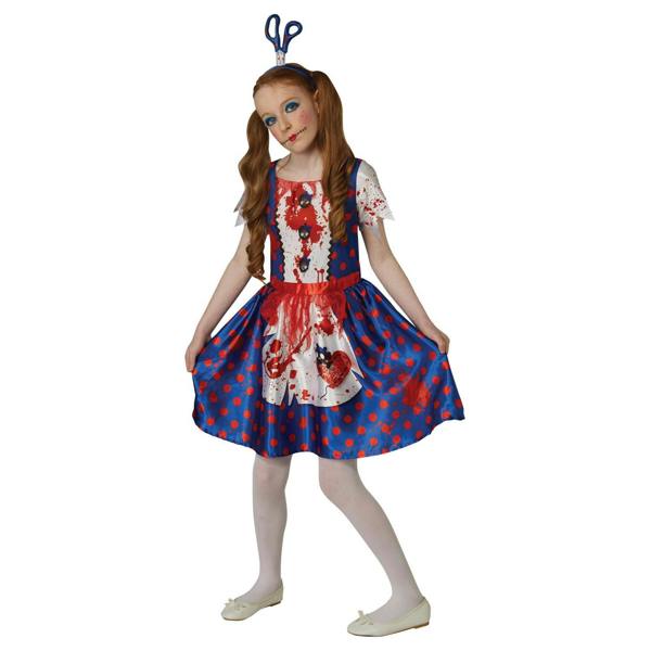 Bristol Novelty Girls Rag Doll Costume - White/Red/Blue - 