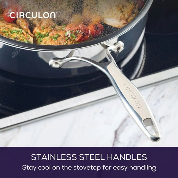 Circulon Stainless Steel Extreme Non-Stick Covered Saute with Helper Handle, 30cm/4.7L