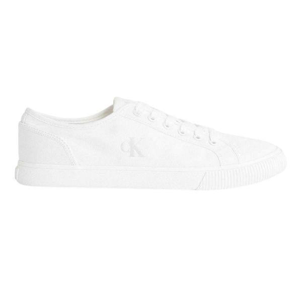 Calvin Klein Mens Ess Vulc Canvas Casual Flat Trainers - Bright White - 
