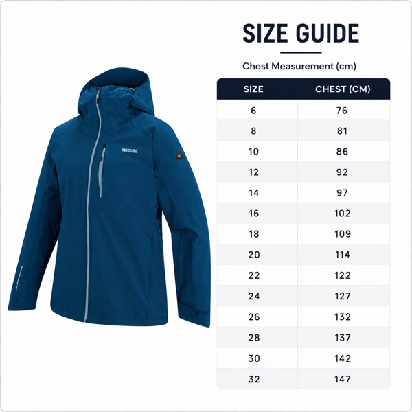 Regatta Women's Birchdale II Waterproof Jacket - Aviator Blue Size Guide