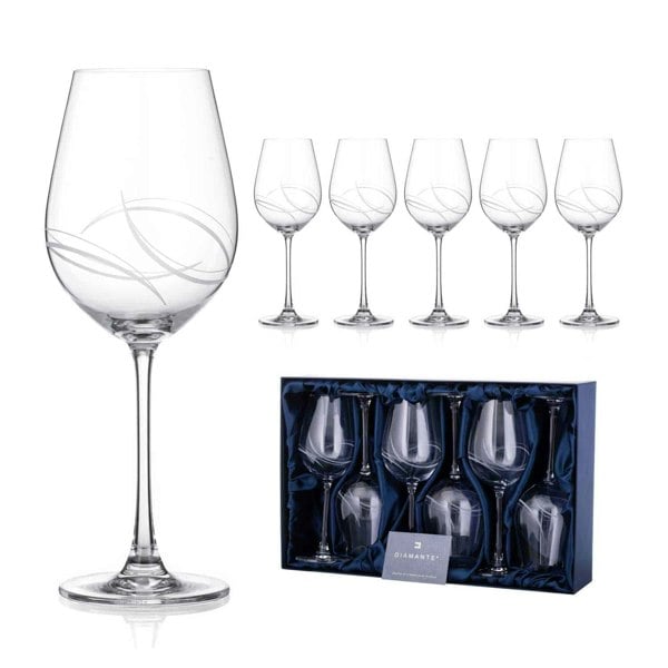 Diamante Arctic Red Wine Glasses - Set of 6