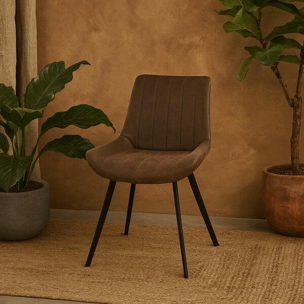 Wyld Haus Montagny Coffee Brown Ribbed Upholstered Dining Chair