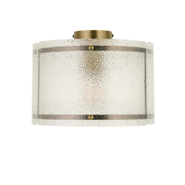 Pagazzi Lighting Traynor Clear And Antique Brass Flush Ceiling Light