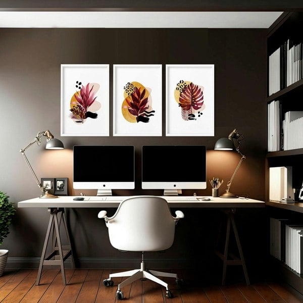 Home office decor ideas for her | set of 3 framed wall art