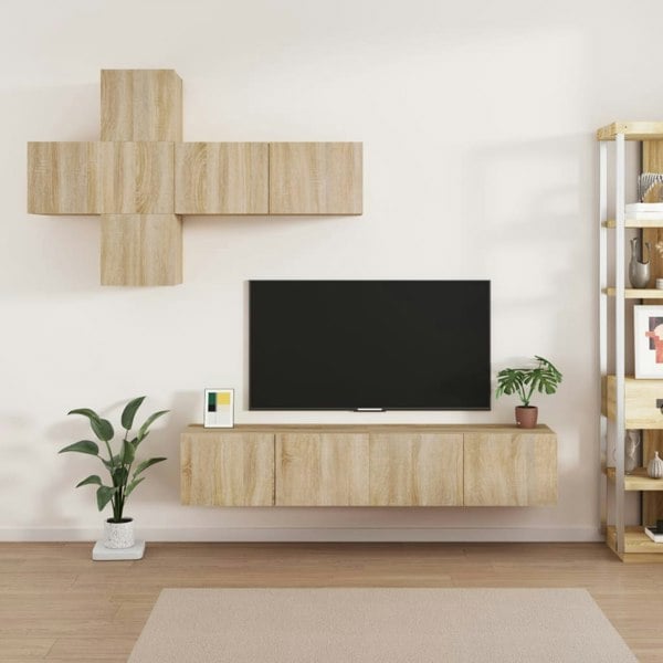 Berkfield 7 Piece TV Cabinet Set Sonoma Oak Engineered Wood