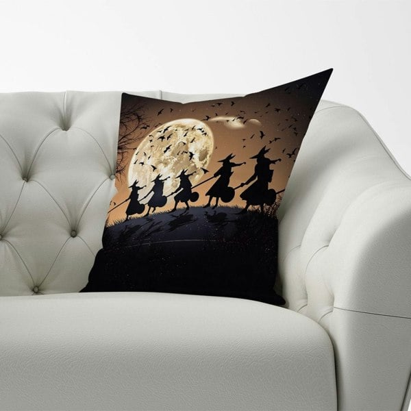 Warren Reed A Group Of Witches Riding Broomsticks Cushions