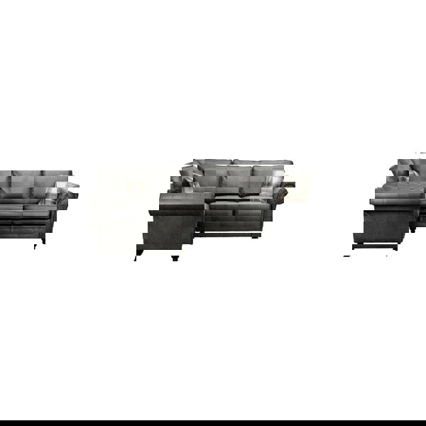 SQUAREBOXX Oakland Suede 4-5 Seater Corner Sofa in Charcoal Black Fabric