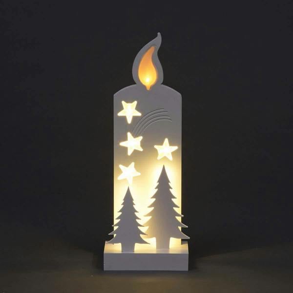 36cm to 46cm Wooden LED Christmas Silhouette Candle Decoration, Battery Operated Warm White Indoor Lighting image 3