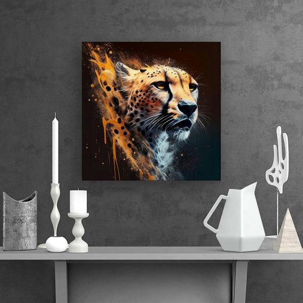 Warren Reed Cheetah Face Splashart Dark Background Canvas