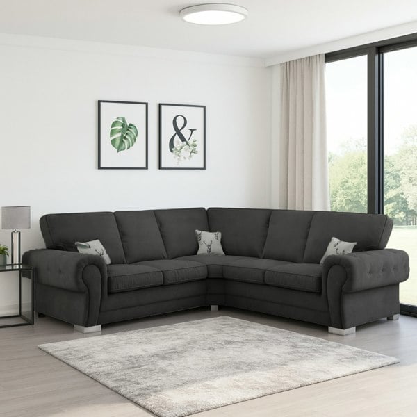 Furnishings For Less Milan Chesterfield Fabric 5 Seater Corner Sofa - Full Back