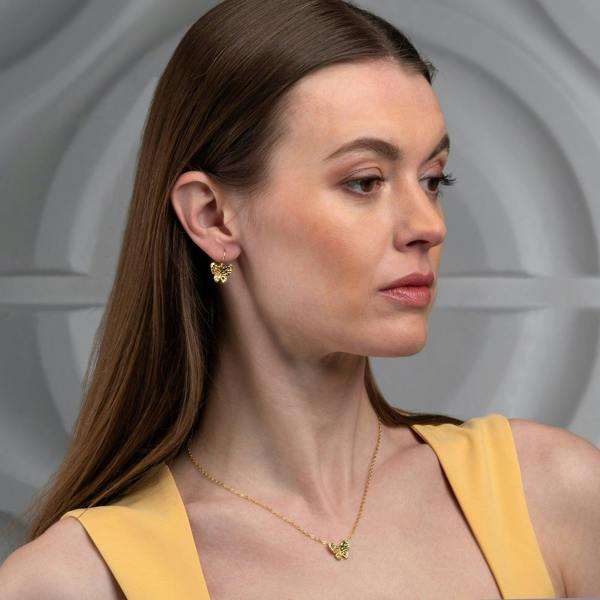 Dainty Gold Plated Butterfly Pendant Necklace for Women - namana.london