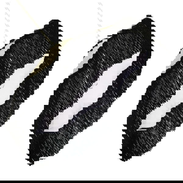 Chic Victorian Pendant Lamp Shade in Cream Faux Silk with Black Trims Image 3