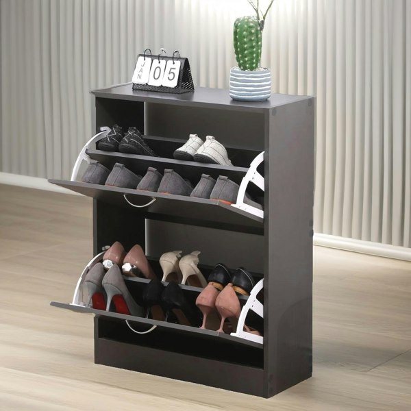 Rafaelo Mobilia 2 Drawer Shoe Storage Cabinet Grey