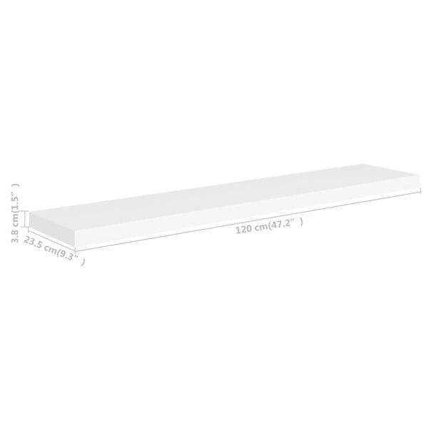Berkfield Floating Wall Shelf White 120x23.5x3.8 cm MDF