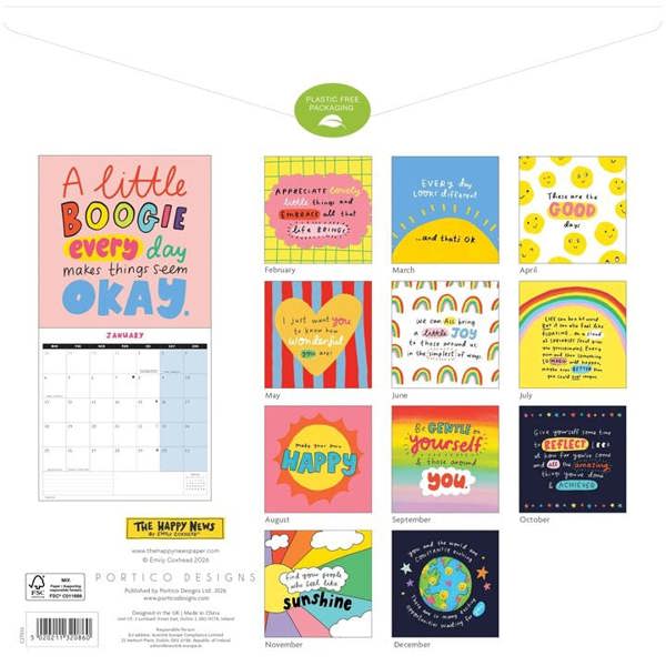 The Happy News Calendar 2027, Wall Calendars, Month To View, Lifestyle, Gift