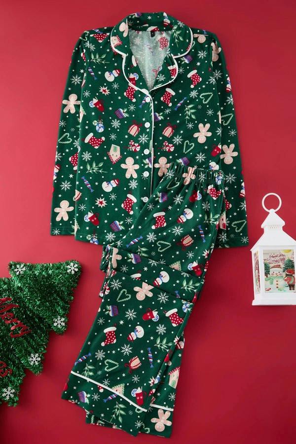 WOVCOR 2-Piece Christmas Themed Knit Pajama Set