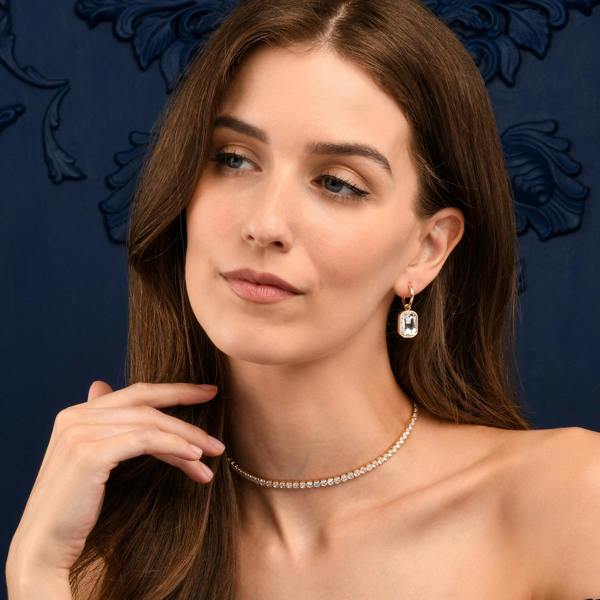 Zavana 4mm Wide Gold Tennis Choker Necklace With Clear Cubic Zirconia Stones