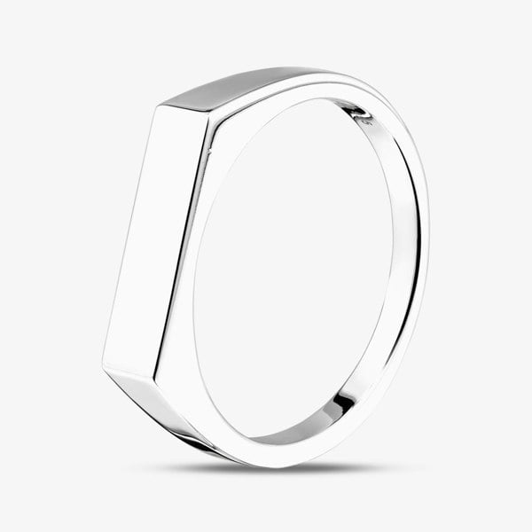 T. H. Baker Rhodium Plated Sterling Silver Slim Signet Ring 8.81.0579