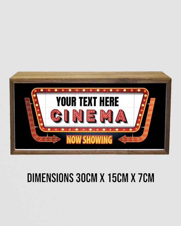 Personalised LED Light Box Sign. Home Cinema Style with Custom Text