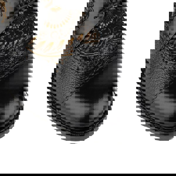 Embassy London Charles - Black & Gold - Men's toe cap dressy leather boot with zip and broguing