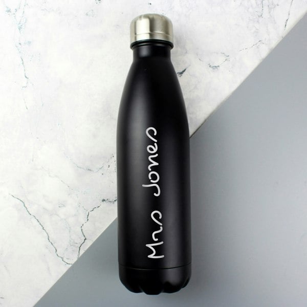 Personalised Memento Company Personalised Name Only Black Metal Insulated Drinks Bottle