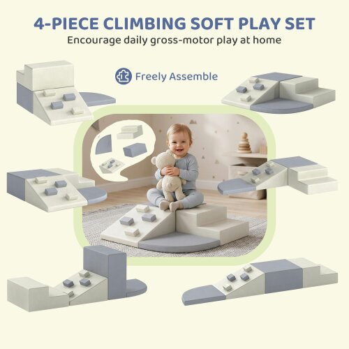 AIYAPLAY Soft Play Set, 4 PCS Climbing Blocks for Toddlers Indoor