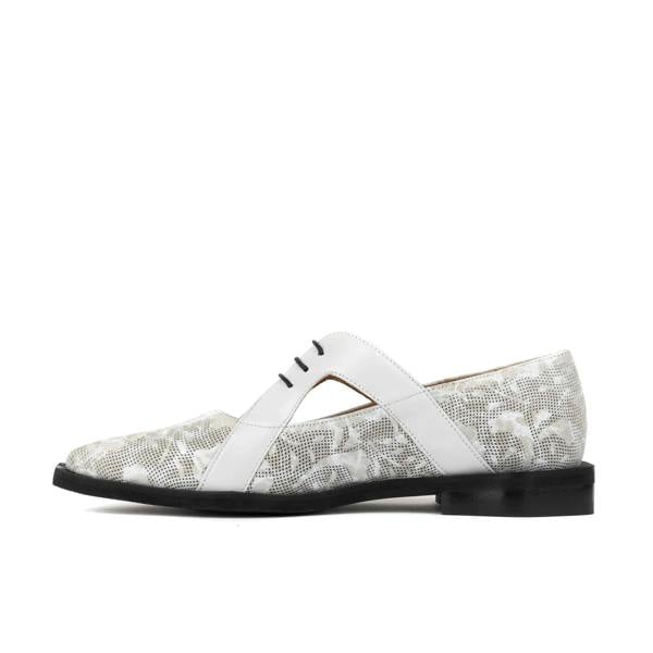 Embassy London Harlowe - Grey - Women's cutout leather lace up shoe