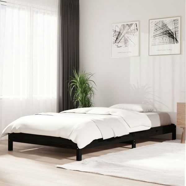 Berkfield Stack Bed Black 75x190 cm Solid Wood Pine