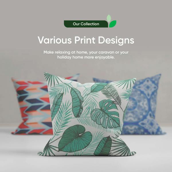 Gardenwize Pair of Outdoor Scatter Cushions – Botanical Green Design