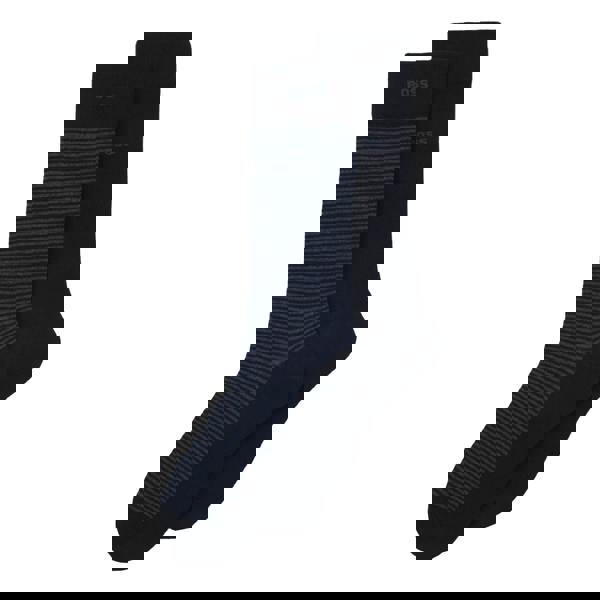 Boss Mens Stripe Socks (Pack of 2) - Dark Blue/Black - 