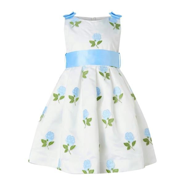 Rachel Riley Blue Rose Embroidered Organza Dress