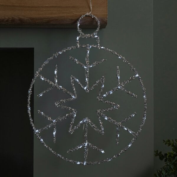 Samuel Alexander 49cm Battery Powered Light up Silver Christmas Snowflake Ball with Twinkling LEDs
