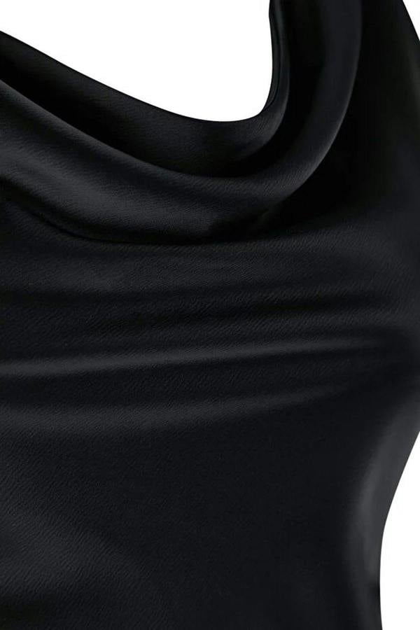WOVCOR Midi V-Neck Satin Woven Plus Size Dress