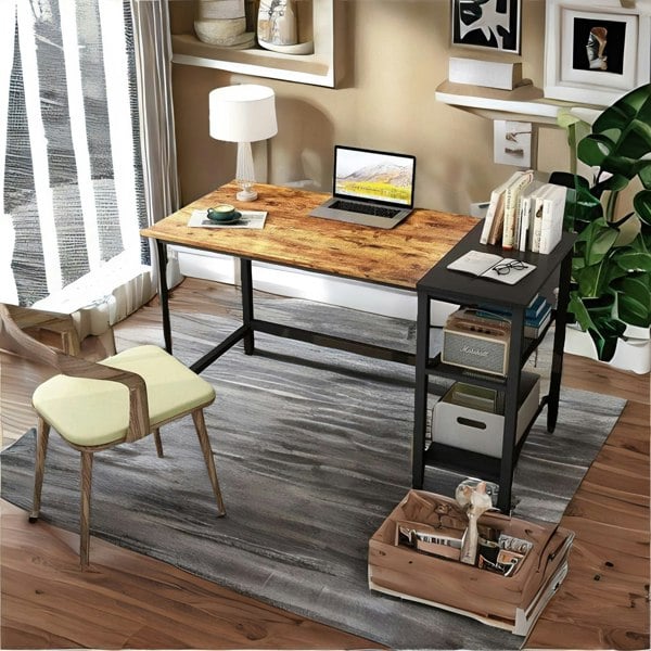 Rafaelo Mobilia Industrial Writing Desk With 2 Shelves Rustic Brown