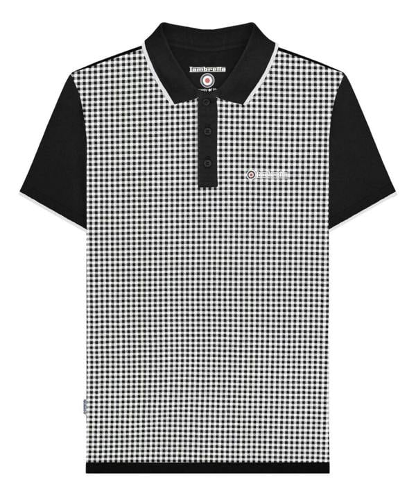 Lambretta Mens Classic Gingham Lined Mod Retro Ska Casual Polo