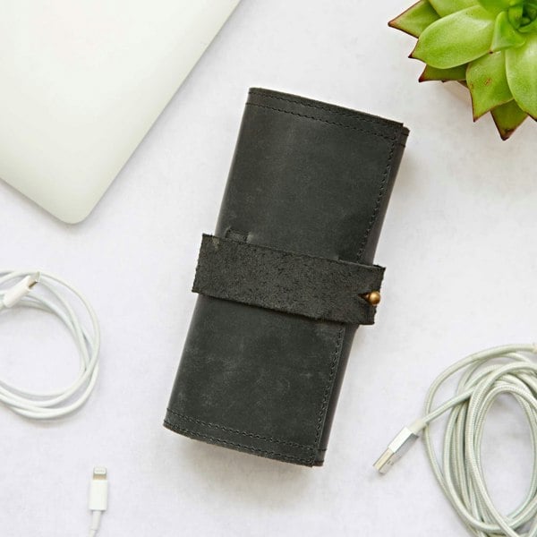 Paper High Buffalo Leather Cable Organiser