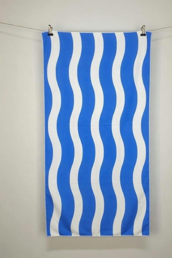 Dyzi Wavy Stripe Cotton Beach Towel Soft Absorbent Quick Dry 70x152cm