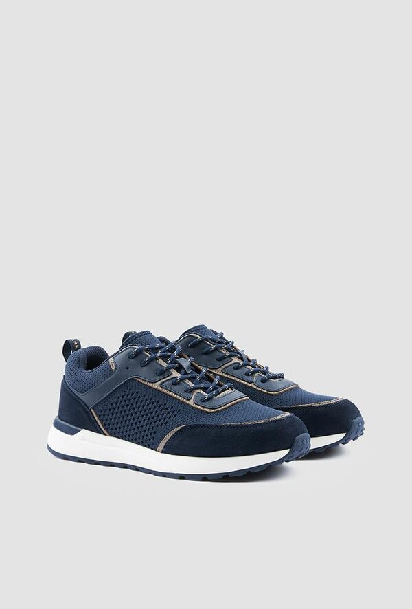 Paul & Shark Knit and Leather Sneakers