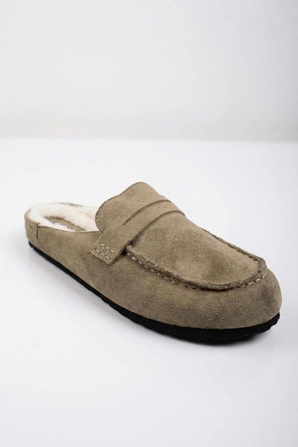Nuala Faux Suede Fur Lined Mules - Camel