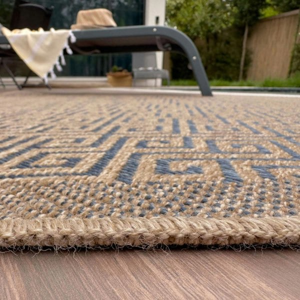 Nature Blue outdoor rug is resistant to moisture and UV protected