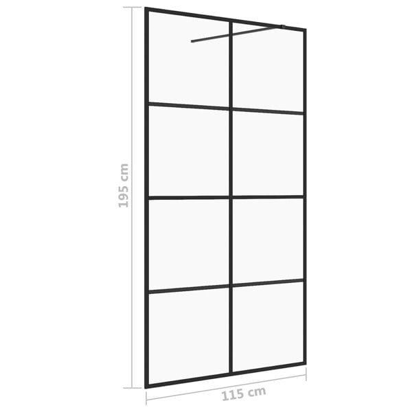 Berkfield Walk-in Shower Wall with Clear ESG Glass 115x195 cm Black