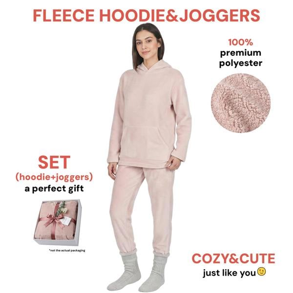 Smart Living Ladies Fleece Hoodie & Jogger Set - Pink